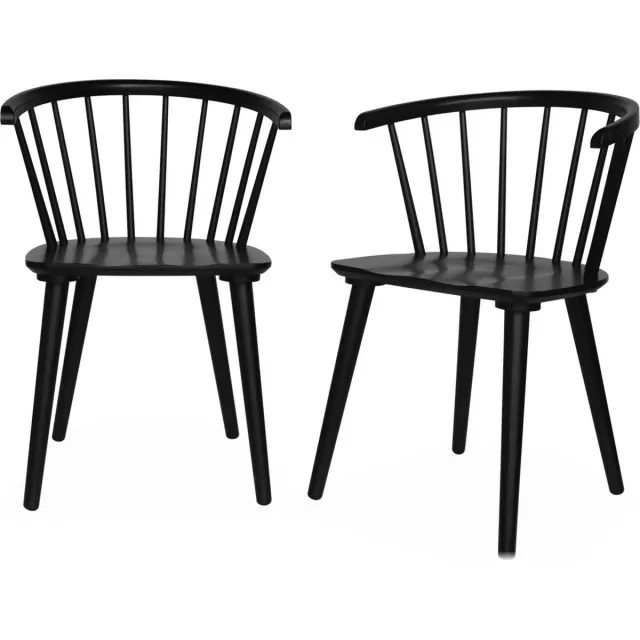 sweeek Set van 2 houten en multiplex spijlenstoelen, paula, l 53 x d 47,5 x h 76cm Zwart