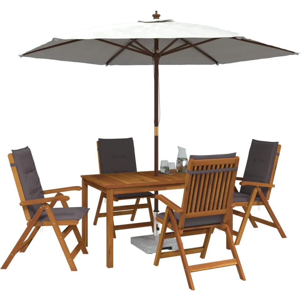vidaXL 5-Piece Garden Dining Set 4-zits Antraciet Massief Acaciahout Bruin