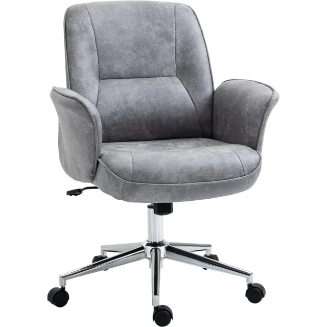Vinsetto bureaustoel ergonomisch verstelbare zithoogte - Draaistoel bureau - Bureaustoel thuiswerken - Lichtgrijs