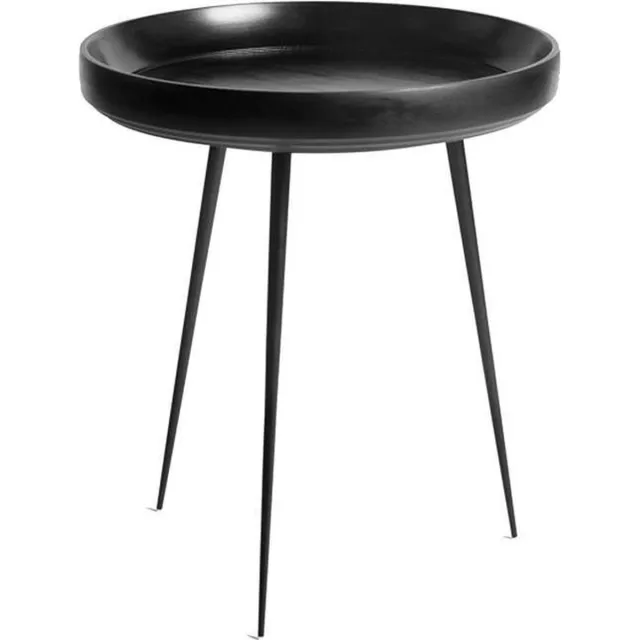 Mater Bowl table M - black stained mango wood - steel legs D46cm / H52cm zwart