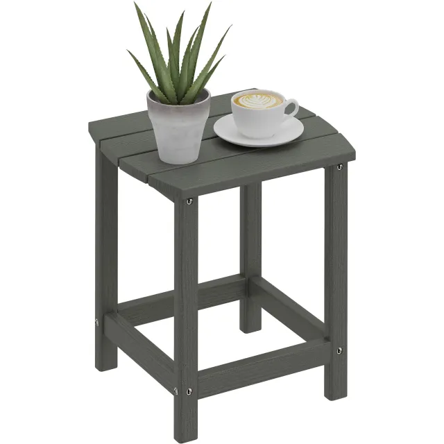 Outsunny Terras Bijzettafel Weerbestendig - Tuintafel - Balkontafel - Kunststof Tafel - Grijs