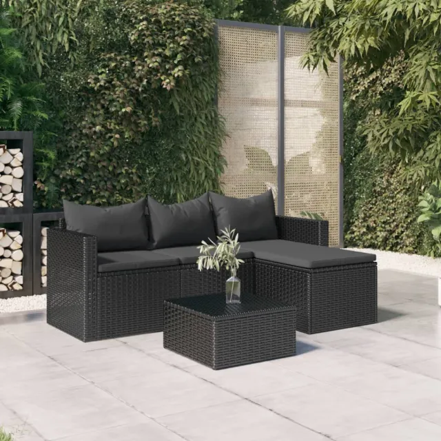 vidaXL Loungeset poly rattan zwart, foto 2