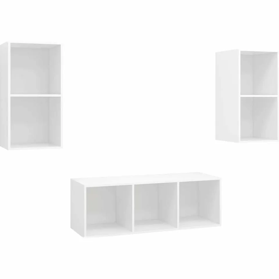 vidaXL 3-delige Tv-meubelset bewerkt hout wit, foto 3