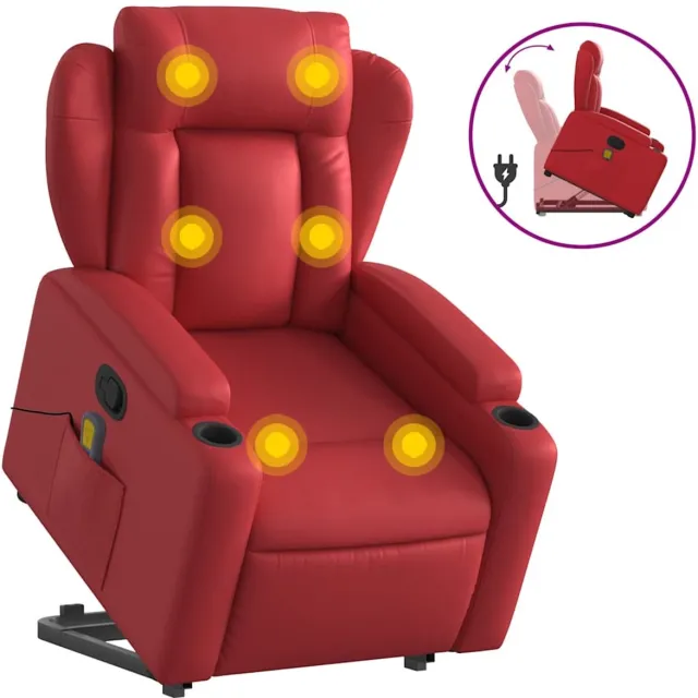 vidaXL Sta-op-massagestoel - verstelbaar - kunstleer - rood