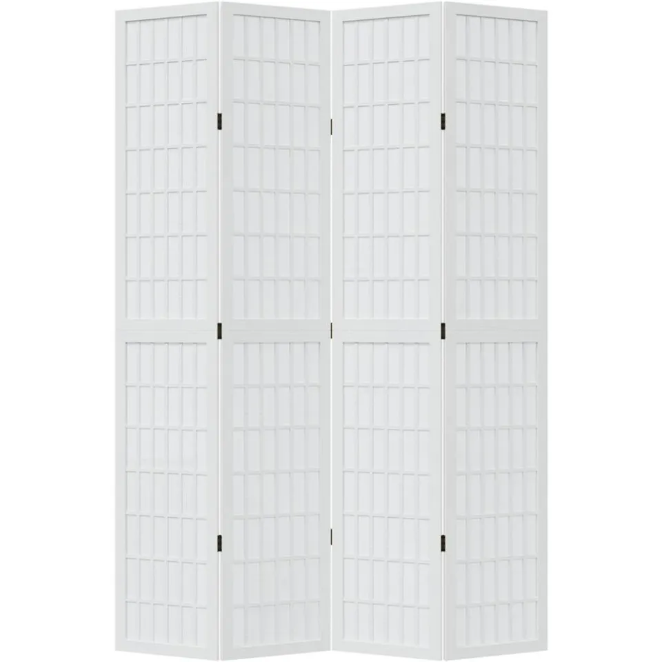 vidaXL Kamerscherm met 4 panelen massief paulowniahout wit, foto 4