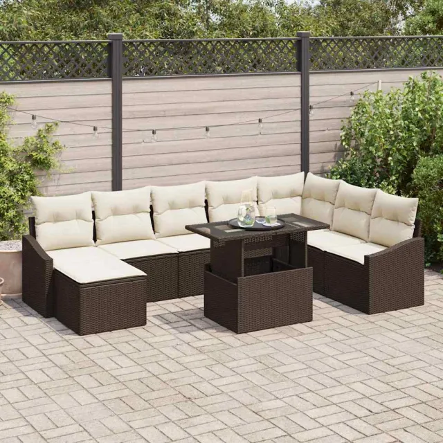 vidaXL Tuin Sofa Set 9 st Bruin en Crème