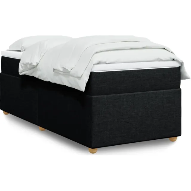 vidaXL Boxspring met matras stof zwart 90x190 cm