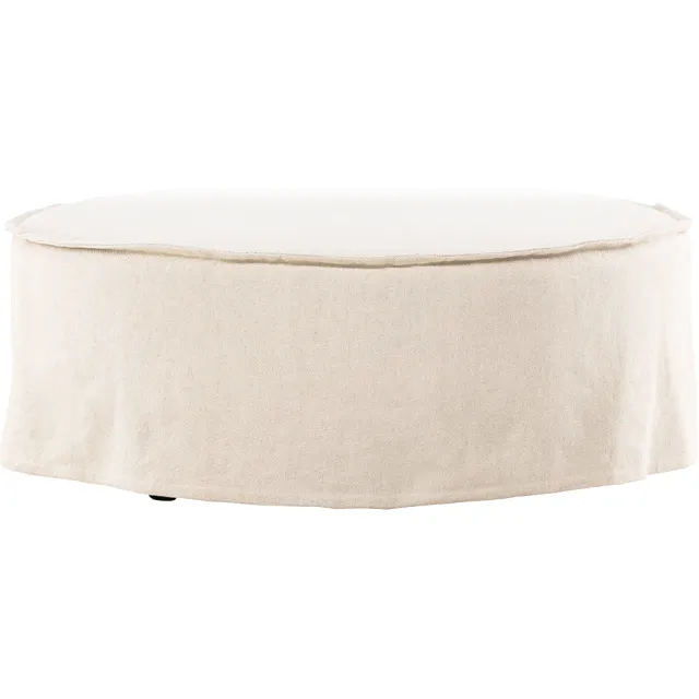 Nest living Odette ronde linnen poef beige - Ø 101 cm