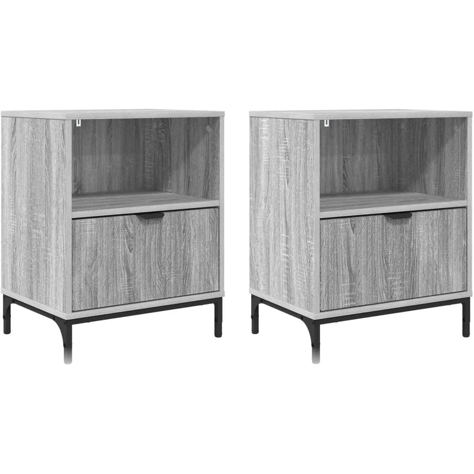 vidaXL Nachtkastje 2 st Grijs sonoma 49 x 36 x 61 cm Bewerkt hout, foto 3