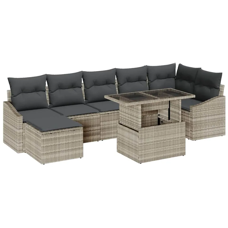 vidaXL Tuin Sofa Set 8 st Licht Grijs en Donker Grijs Lichtgrijs