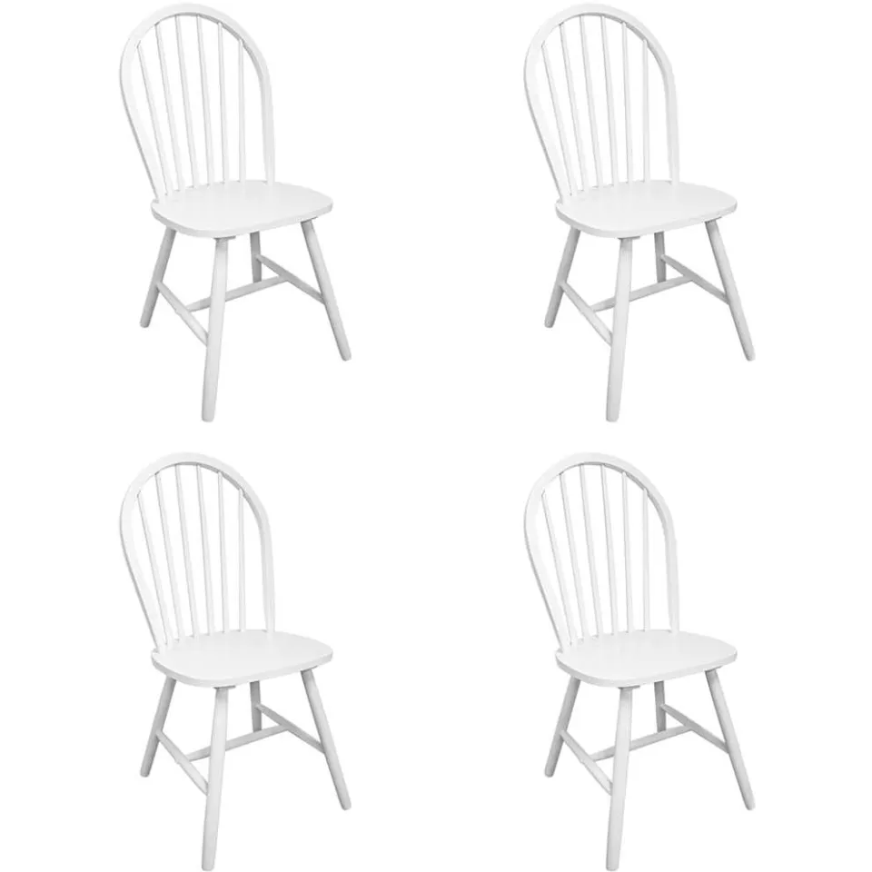 vidaXL Eetkamerstoelen 4 st massief rubberwood wit, foto 3