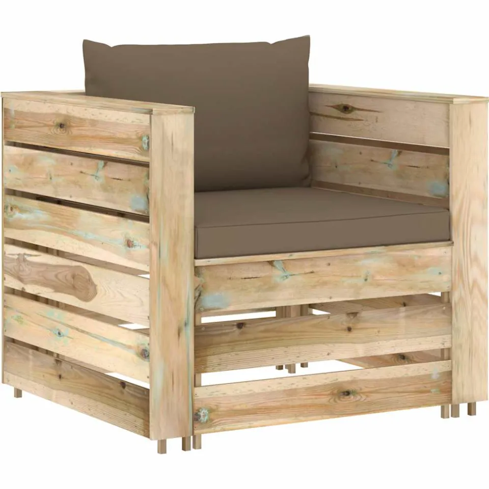 vidaXL 2-delige Loungeset met kussens groen geïmpregneerd hout, foto 2