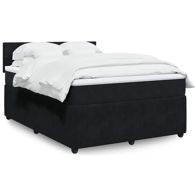 vidaXL Boxspring met matras fluweel zwart 160x200 cm