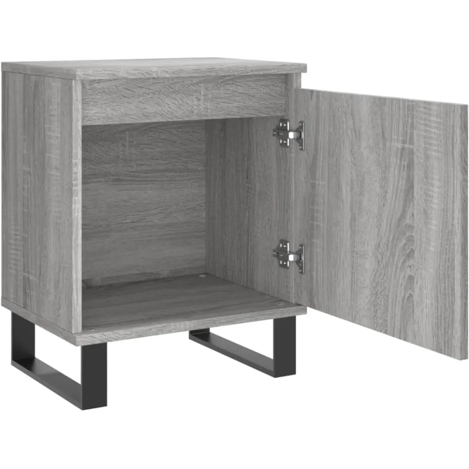vidaXL Nachtkastjes 2 st 40x30x50 cm bewerkt hout grijs sonoma eiken, foto 4