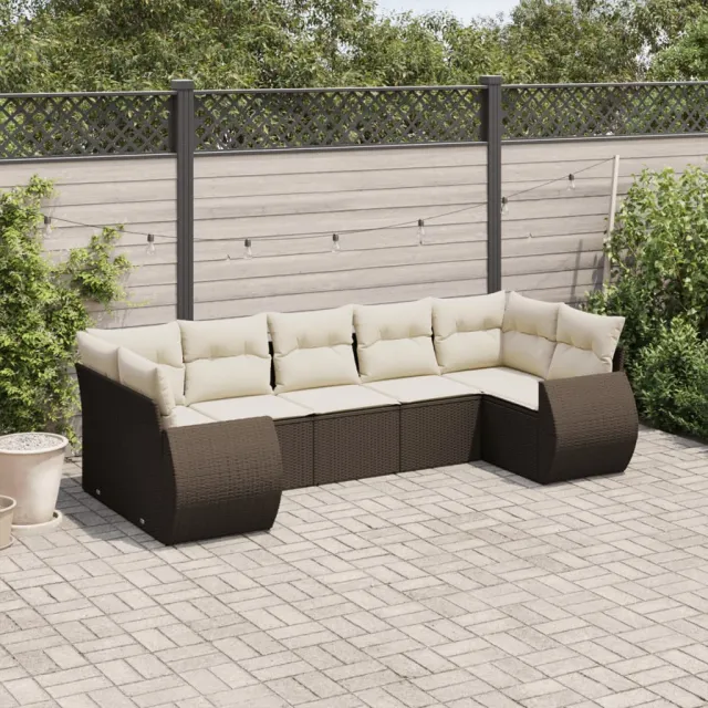 vidaXL 7-delige Loungeset met kussens poly rattan bruin, foto 2