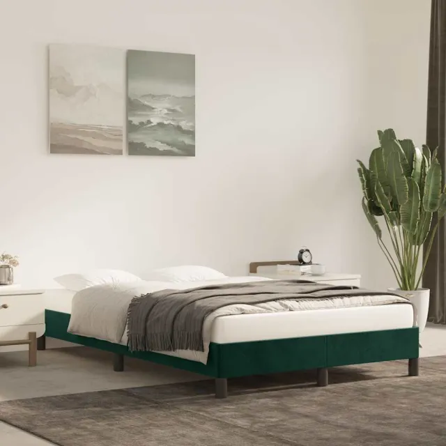 vidaXL Bedframe zonder matras 120x190 cm fluweel donkergroen