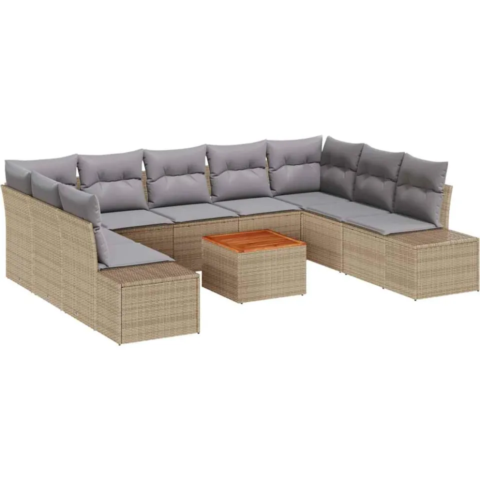 vidaXL Tuinbankenset 10 st Beige poly rattan