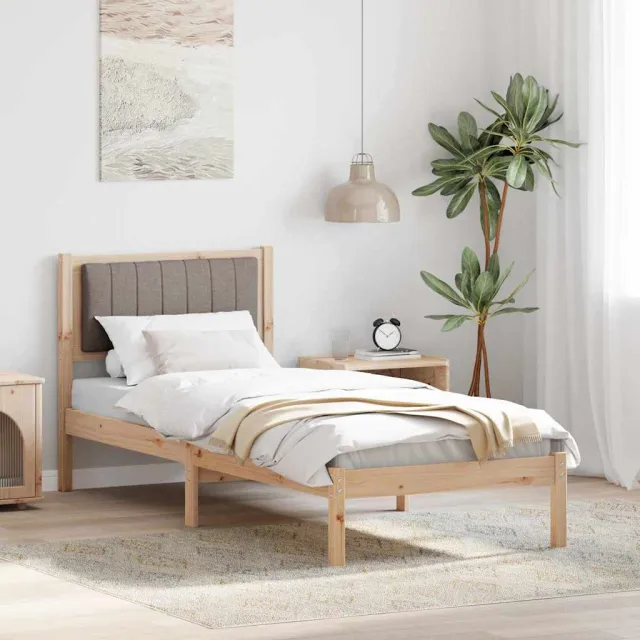 vidaXL Bedframe met Gevoerd Hoofdgedeelte Taupe 80 x 200 cm Bruin