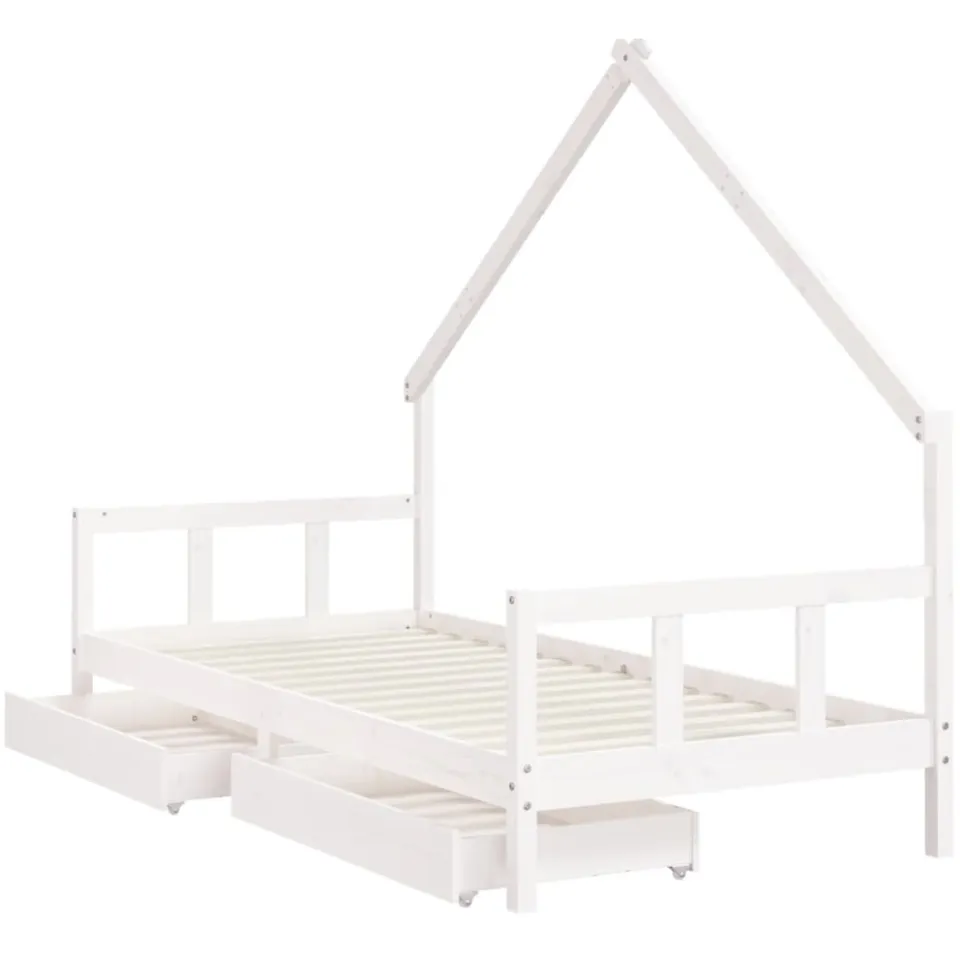 vidaXL Kinderbedframe met lades 90x190 cm massief grenenhout wit, foto 3