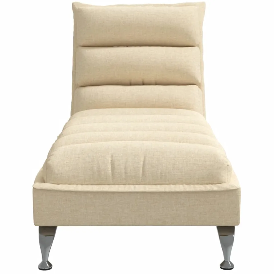 vidaXL Chaise longue met kussens stof crèmekleurig, foto 4