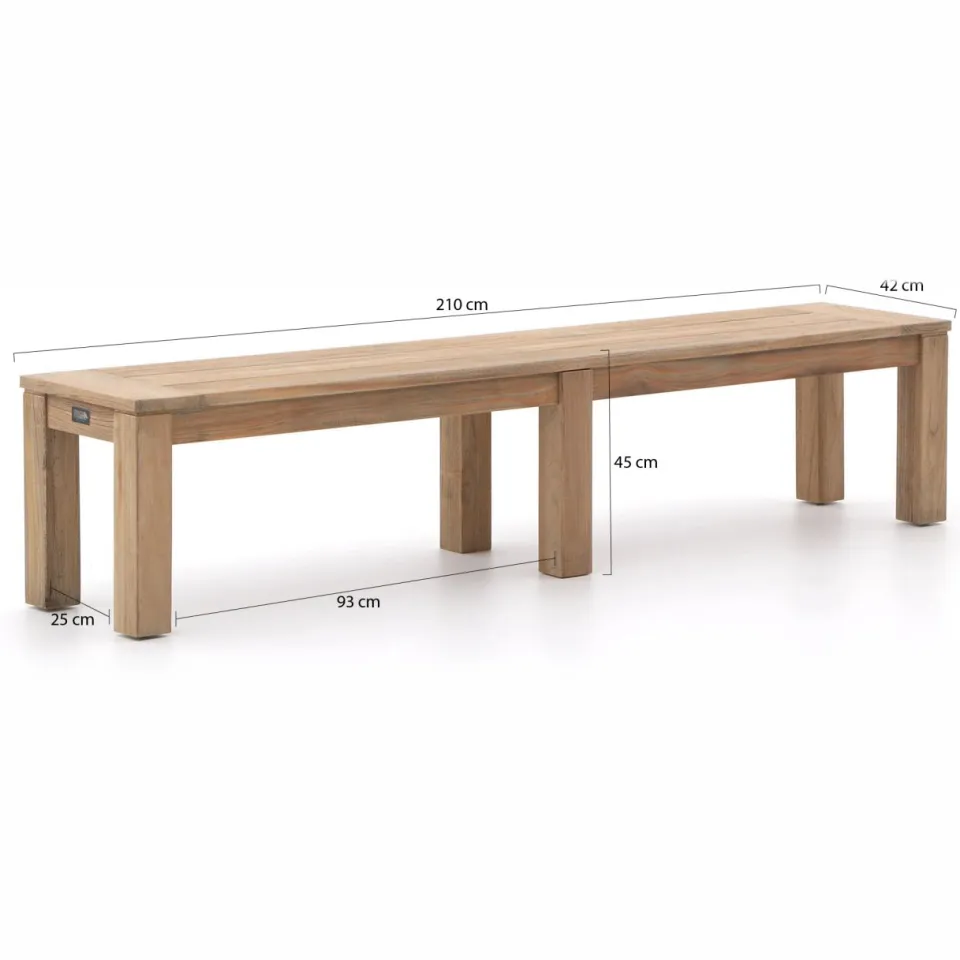 ROUGH Furniture ROUGH-S 220cm dining tuinset met bank 5-delig stapelbaar bruin, foto 4