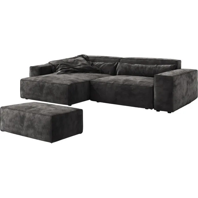 DELIFE Hoekbank Sirpio XL 270x170 cm microvezel zwart recamiere variabele met kruk