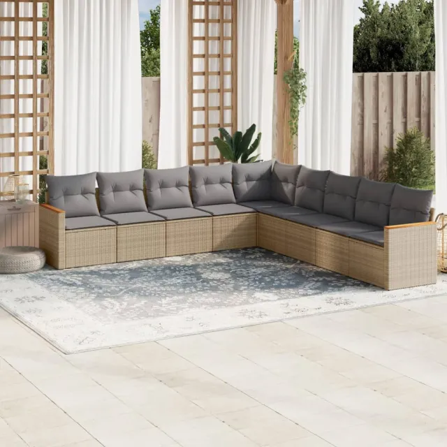 vidaXL Patio Sofa Set 9-zits Beige and Grey