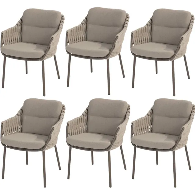 AVH-Collectie Barolo Pacific stoel bank dining loungeset 4 delig verstelbaar latte Zand / Latte / Linen