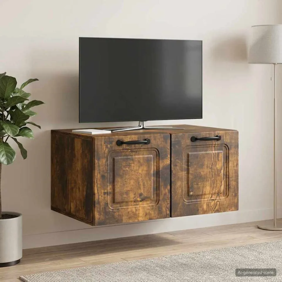 vidaXL Wandbeugel TV-kast Gerookt eiken 59,5 x 41 x 30 cm Bewerkt hout, foto 4