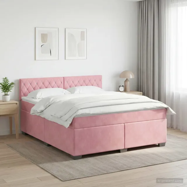 vidaXL Boxspringbed met matras Roze 160 x 200 cm Fluweel