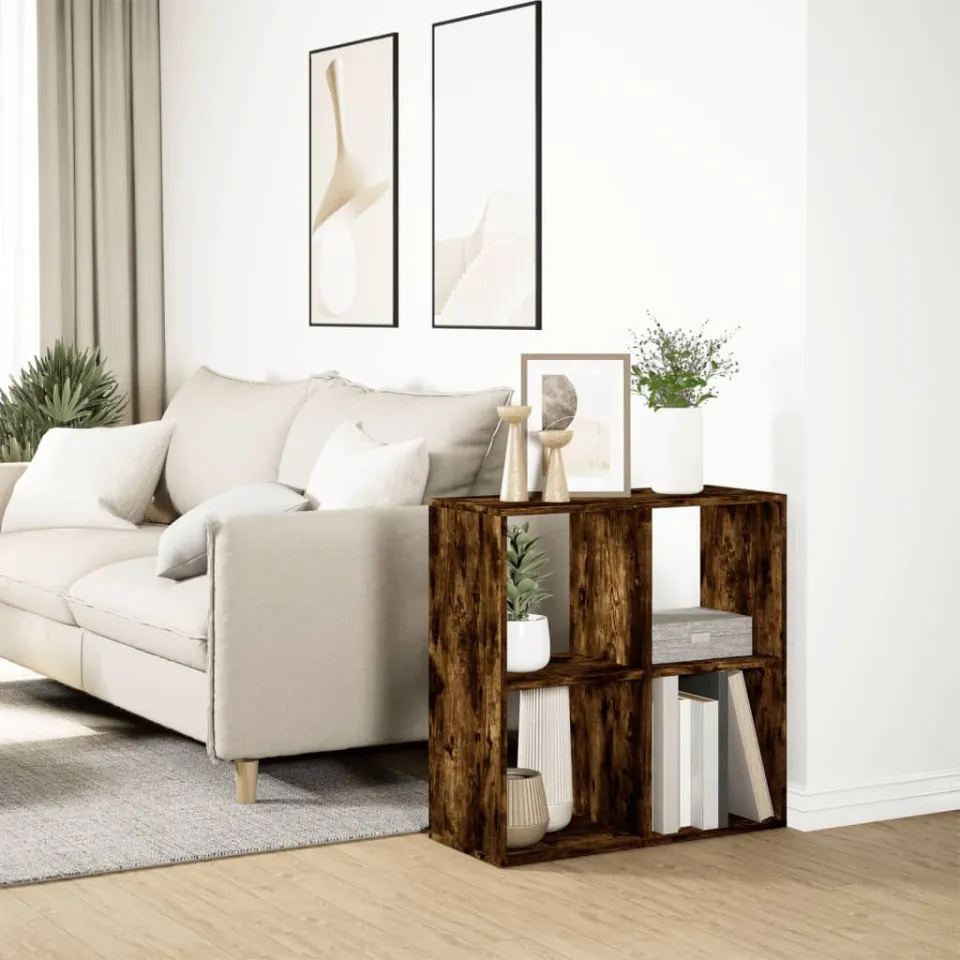vidaXL Kamerscherm / boekenkast 69,5x29x69,5 cm hout gerookt eiken, foto 4