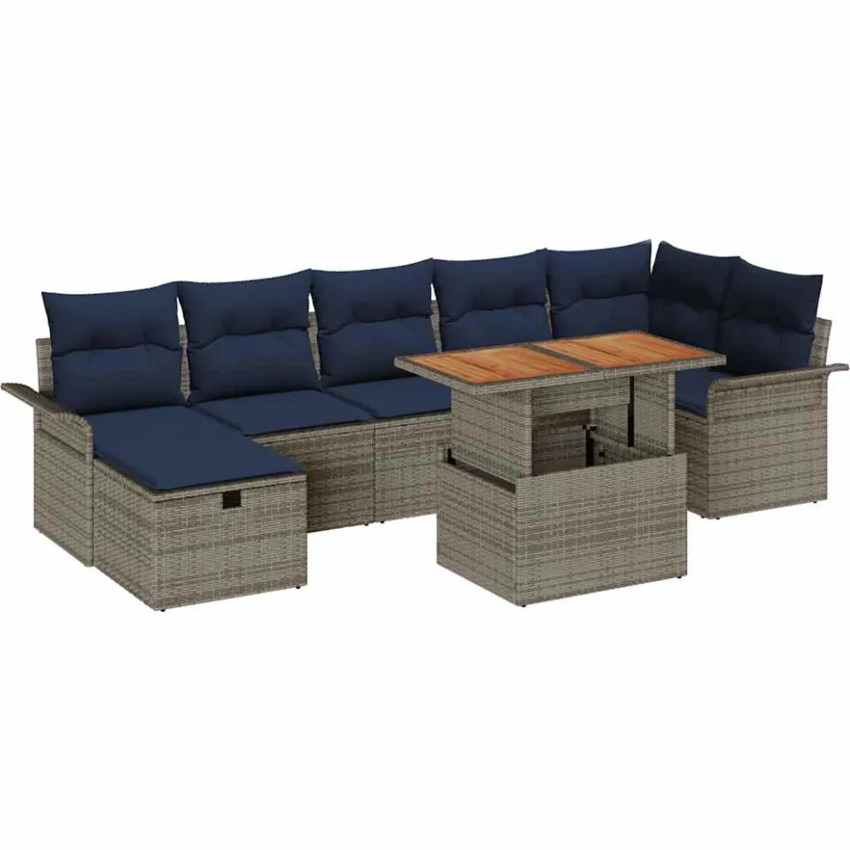vidaXL Tuin Sofa Set 8 st Grijs poly rattan