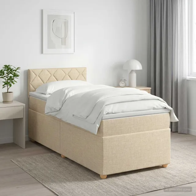 vidaXL Boxspringbed met matras Crèmekleurig 80 x 200 cm Stof