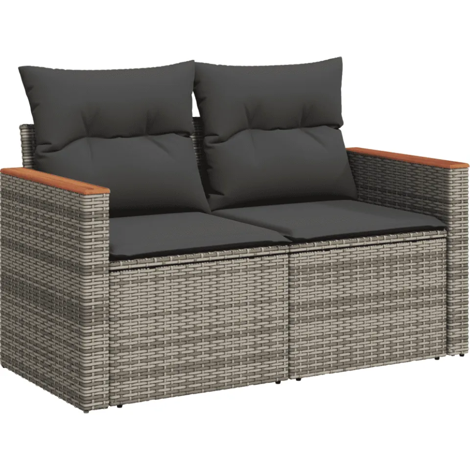vidaXL 13-delige Loungeset met kussens poly rattan grijs, foto 4