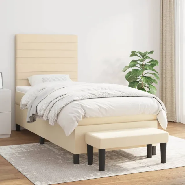 vidaXL Boxspring met matras stof crèmekleurig 90x190 cm