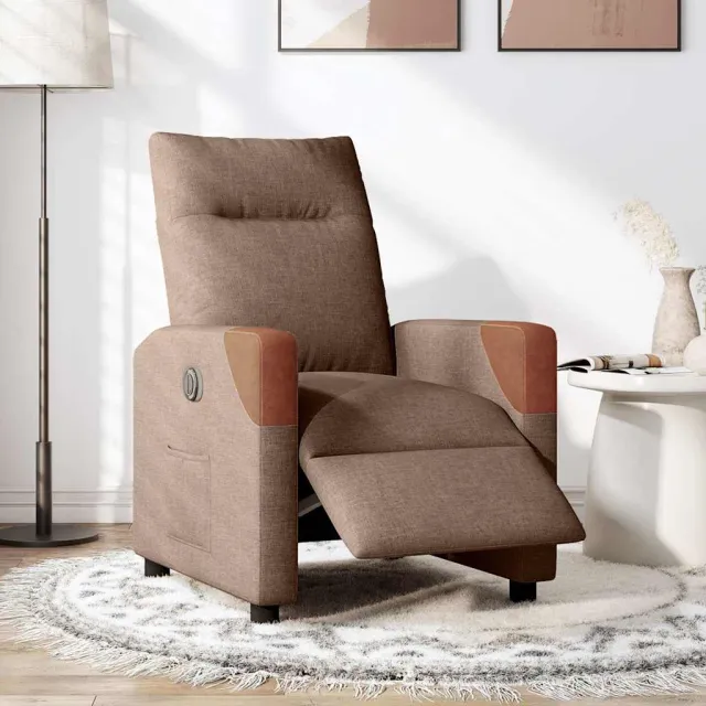 vidaXL Fauteuil verstelbaar elektrisch stof bruin