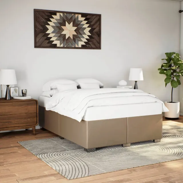 vidaXL Bedframe kunstleer cappuccinokleurig 140x200 cm Bruin