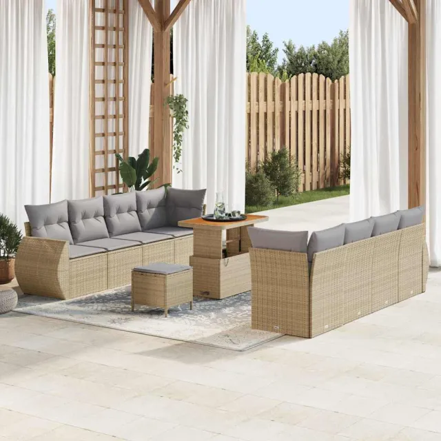 vidaXL Tuin Sofa Set 11 st Beige poly rattan, foto 2