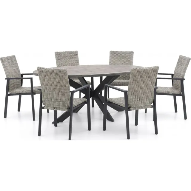Manifesto Furniture Manifesto Villongo/Fidenza ovaal 220cm dining tuinset 7-delig stapelbaar, foto 2