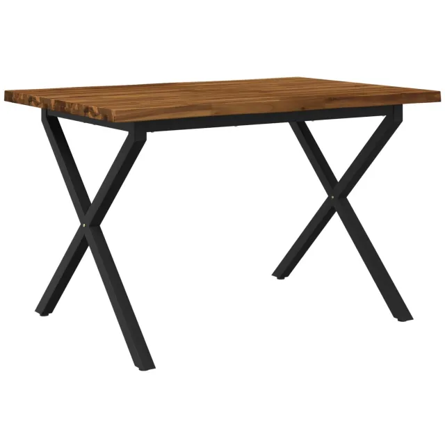 vidaXL Eettafel - met - levendige - rand - 110 - x - 55 - x - 75 - cm Naturel en Zwart