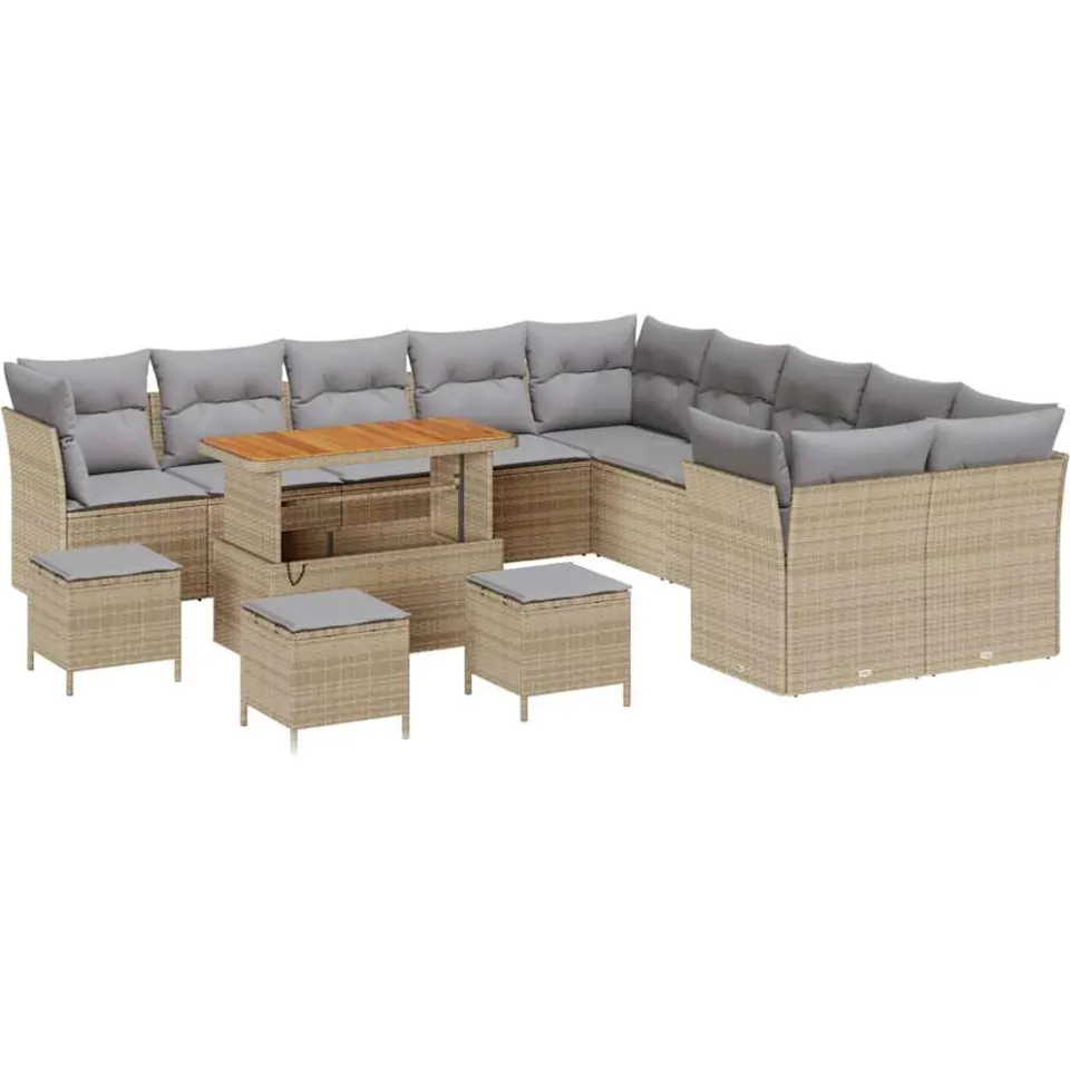 vidaXL Tuinbankenset 14 st Beige poly rattan