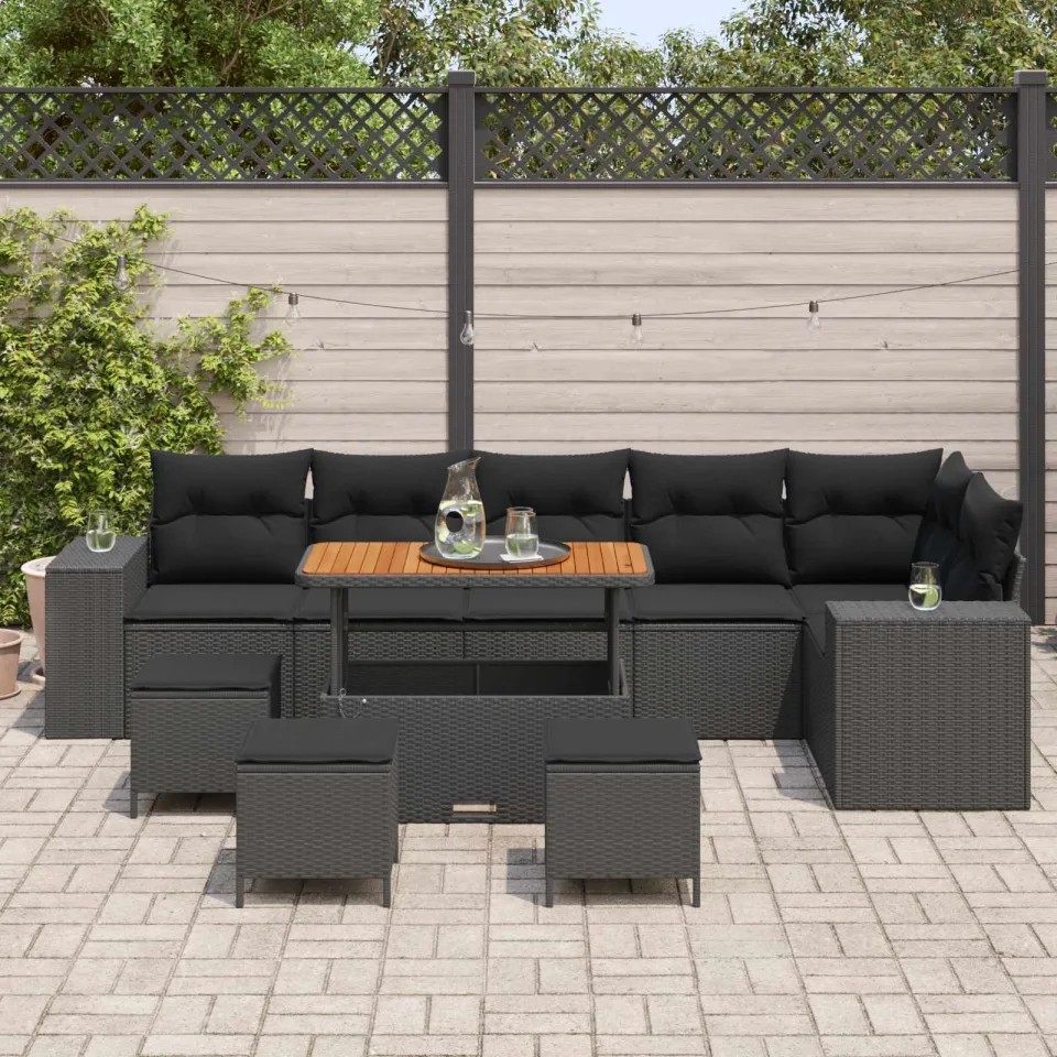 vidaXL Tuin Sofa Set 10 st Zwart poly rattan, foto 2