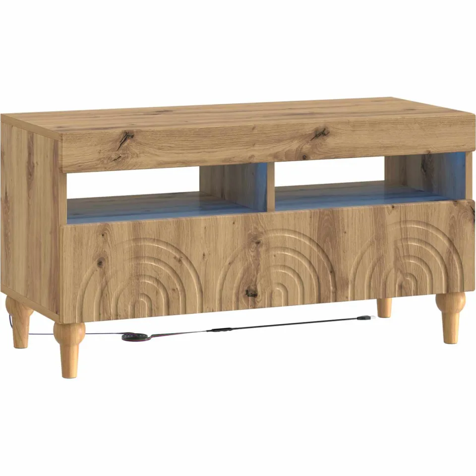 vidaXL LED tv-meubel ALKMAAR 81 x 35 x 43 cm Artisanaal eiken, foto 3