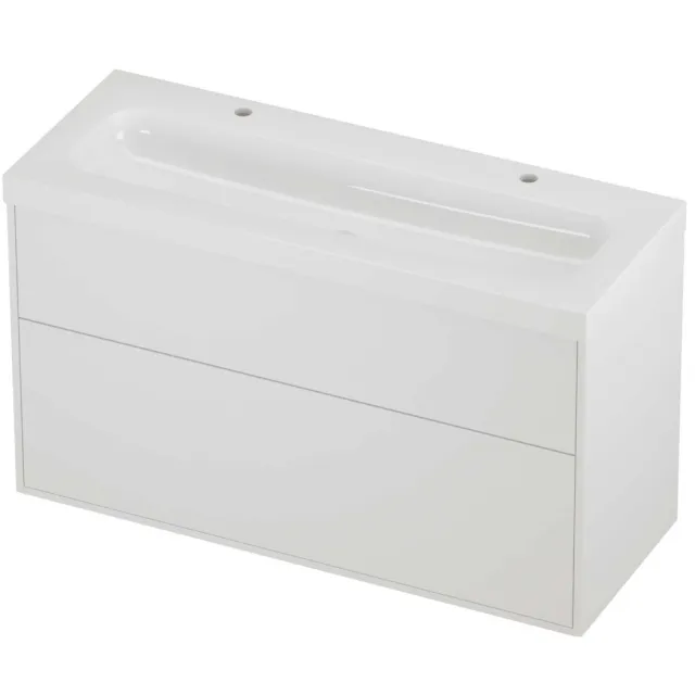 Proline Haga Badmeubelset Polystone Mezza 2 Kraangaten 120x46x73 cm Glans Wit Mat White Mat Wit