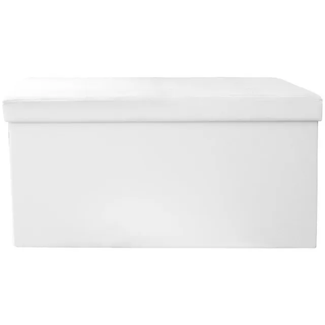 HOME DECO FACTORY Poef/hocker Essence - opvouwbaar - stof - wit - MDF/polyester - 76 x 38 cm