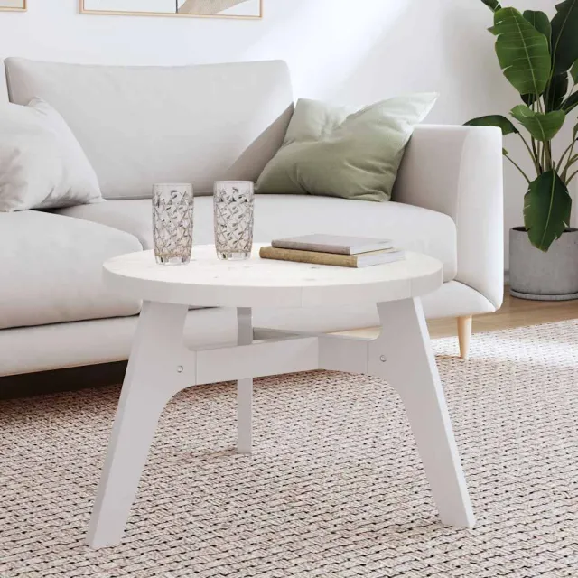vidaXL Tafelblad rond Ø60x3 cm massief grenenhout wit