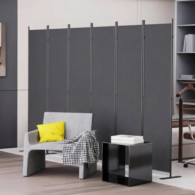 REDOM Kamerscherm - 6-delig vrijstaand inklapbaar - Met metalen frame - Voor slaapkamer, woonkamer en kantoor - Donkergrijs - 304 x 180 cm
