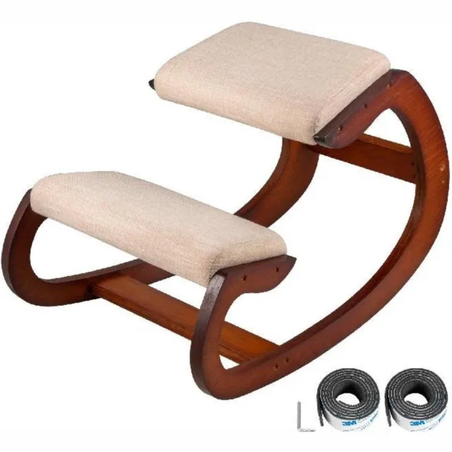 Happyment Ergonomische Kniestoel - Ergochair - Comfortabele Kniestoel Met Dikke Kniekussens - Werkkruk En Bureaustoel - Donker Bruin Donkerbruin