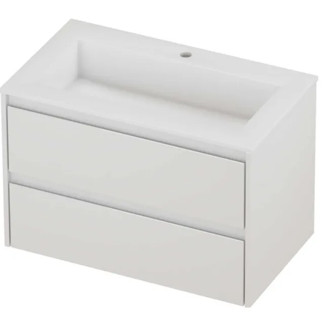 Proline Aristo Badmeubelset Polystone Elegant 1 Kraangat 80x46x54 cm Glans Wit Glans Wit