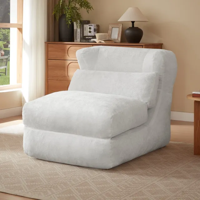 COVREO Zitzak loungestoel 210 x 90 x 86 cm wit, foam met rugleuning